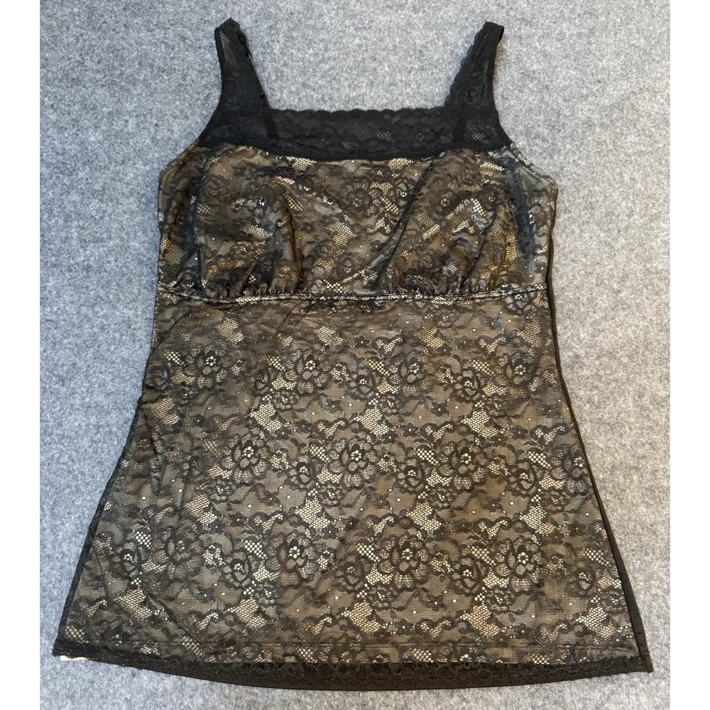 VTG Expressions Y2K Lace Babydoll Sleeveless Top Plus 2xl Black NUDE Whimsigoth
